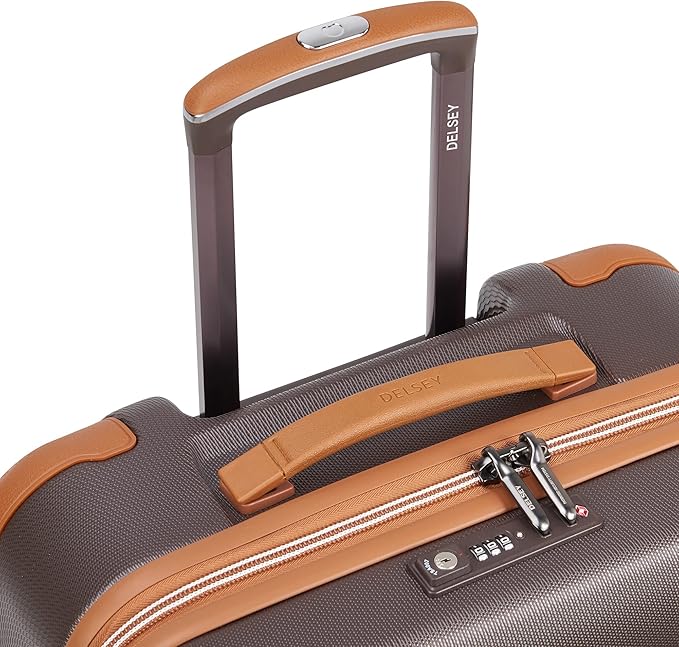 DELSEY PARIS Chatelet Air 2.0 Hardside Luggage with Spinner Wheels, Chocolate Brown, Checked-Large 28 Inch