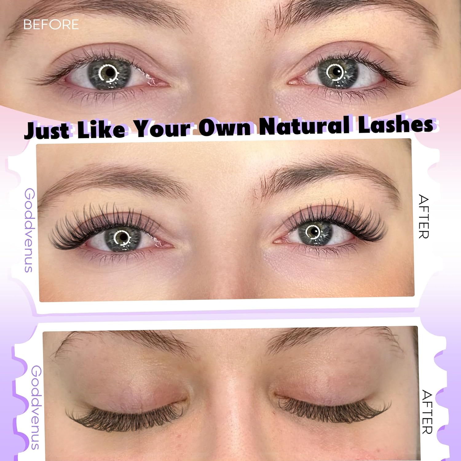 Invisible Band Lash Clusters Kit Wispy Natural Cluster Eyelash Extension Kit DIY Lash Extension Kit C Curl 10-16MM Eyelash Clusters Volume Individual Lashes Kit by Goddvenus - Glowelle