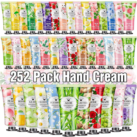 252 Pack Hand Cream Gifts Set for Women,Mini Moisturizing Hand Lotion Travel Size for Dry Cracked Hands,Bulk Hand Lotion for Birthday Gifts for Women, Bridesmaid Gifts, Thank You Gifts, Party Favors - Glowelle