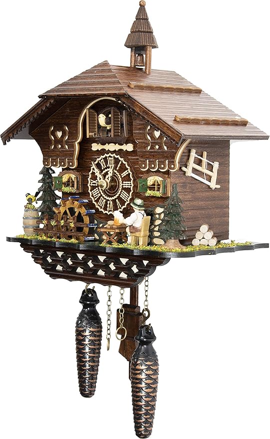 Cuckoo-Palace German Cuckoo Clock - The Brotzeit House - with Quartz Movement - 10.3 inches high - Black Forest Clock