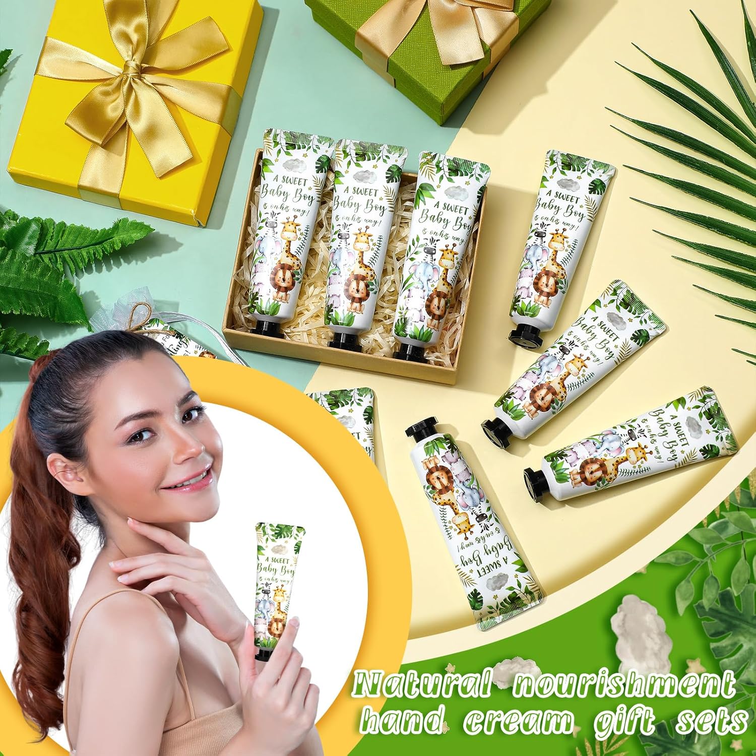 48 Sets Baby Shower Hand Cream Party Favors for Guests Gift Bulk Travel Size Hand Lotion Set for Baby Shower Wedding Christmas(Animals) - Glowelle