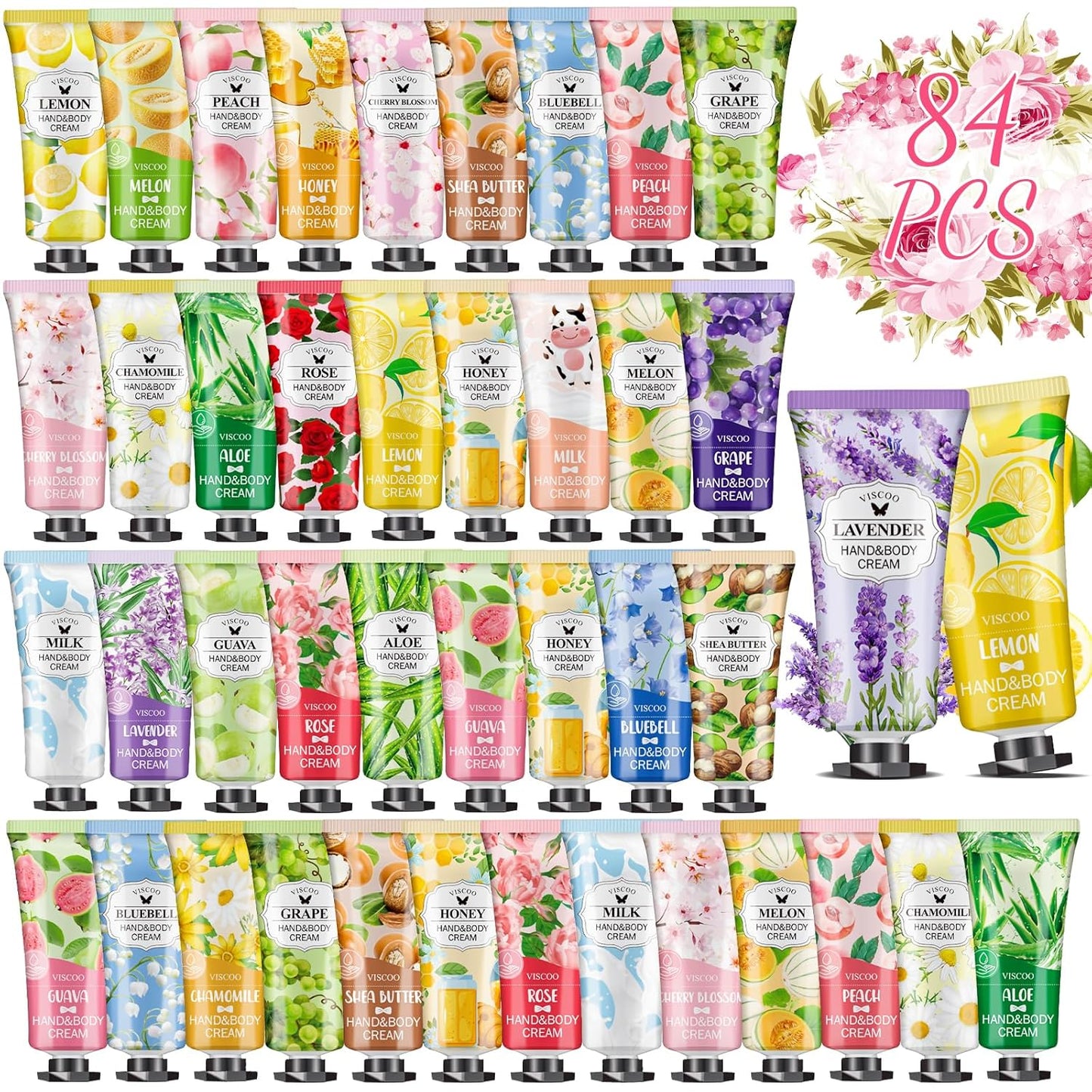 84 Pack Bulk Hand Cream Gifts Set for Women,End of Year Teacher Gifts,Teacher Appreciation Gifts,Graduation Gifts,Bridesmaid Gifts,Mom Gifts,Moisturizing Hand Lotion Travel Size Birthday Gifts - Glowelle