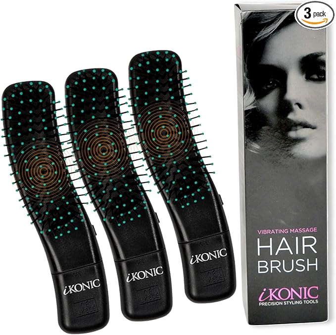 IKONIC 3in1 Electric Scalp Massager for Hair Growth -Vibrating Head Massager Brush for Stimulation and Circulation, Use as Exfoliator, Scrub,Hair Detangle, Massage Gift for Men and Women(Pack of 3)