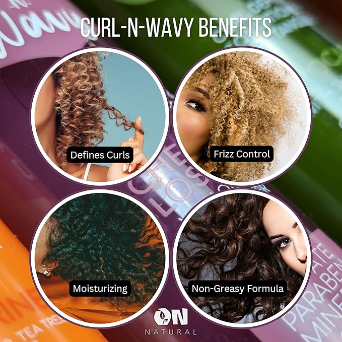ON Natural Premium Oil Free Curl N Wavy Curl Defining Conditioner & Detangler, Coconut Milk 8 oz