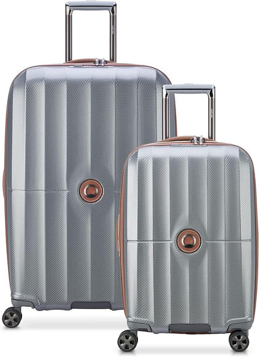 DELSEY PARIS Carrousel Hardside Expandable Luggage with Spinner Wheels, Platinum, 2 Piece Set (21/28)