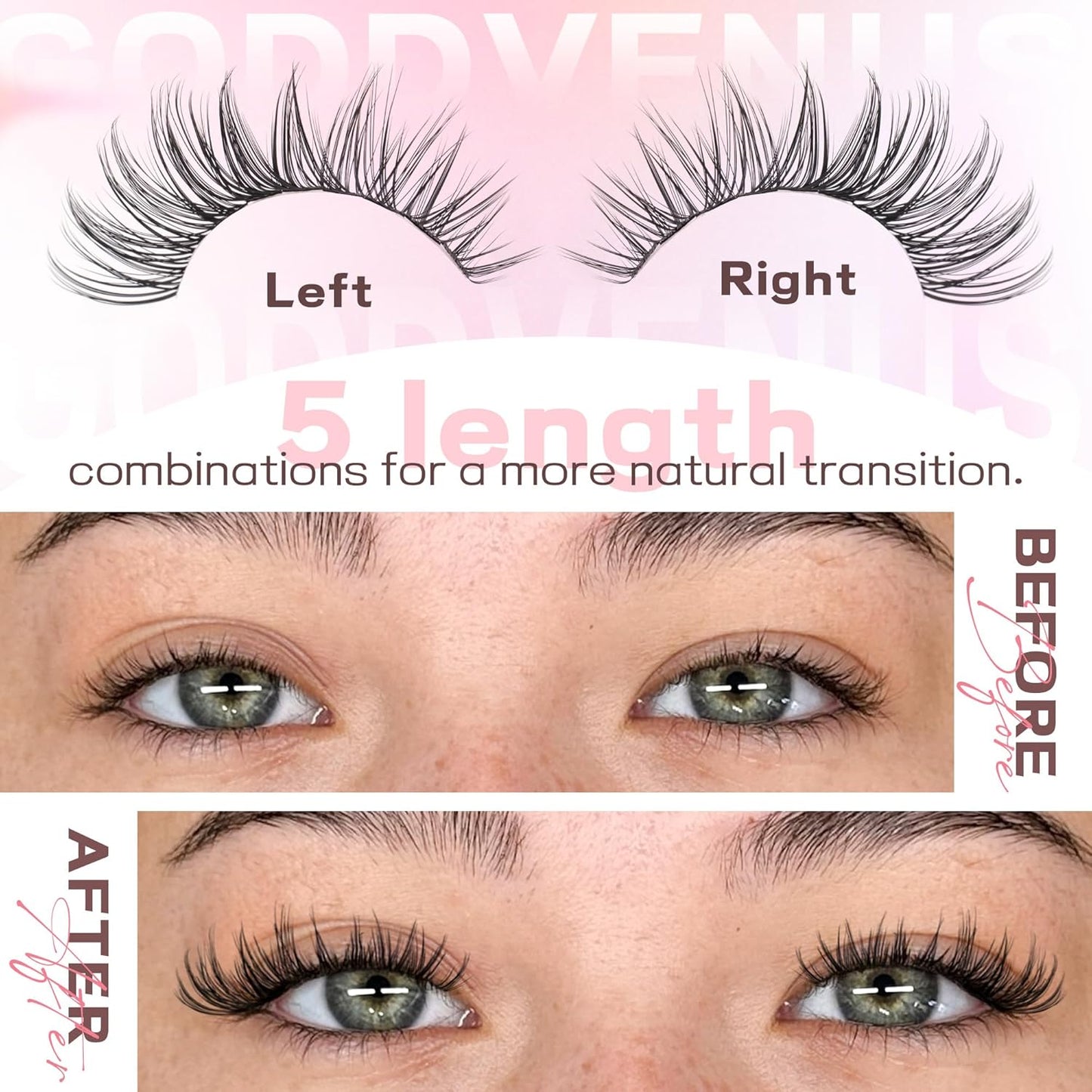 Eyelash Extensions Wispy Natural DIY C Curl Individual Lashes Clusters Black 10-16mm 300pcs - Glowelle