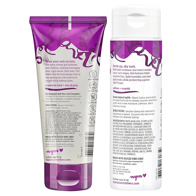 Not Your Mother's Curl Talk Lasting Definition Flash Freeze Gel and Frizz Control Moisturizing Lotion (2-Pack) - Formulated with Rice Curl Complex