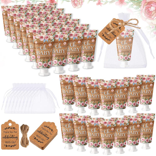 48 Sets Baby Shower Hand Cream Party Favors for Guests Gift Bulk Travel Size Hand Lotion Set for Baby Shower Wedding Christmas(Floral) - Glowelle