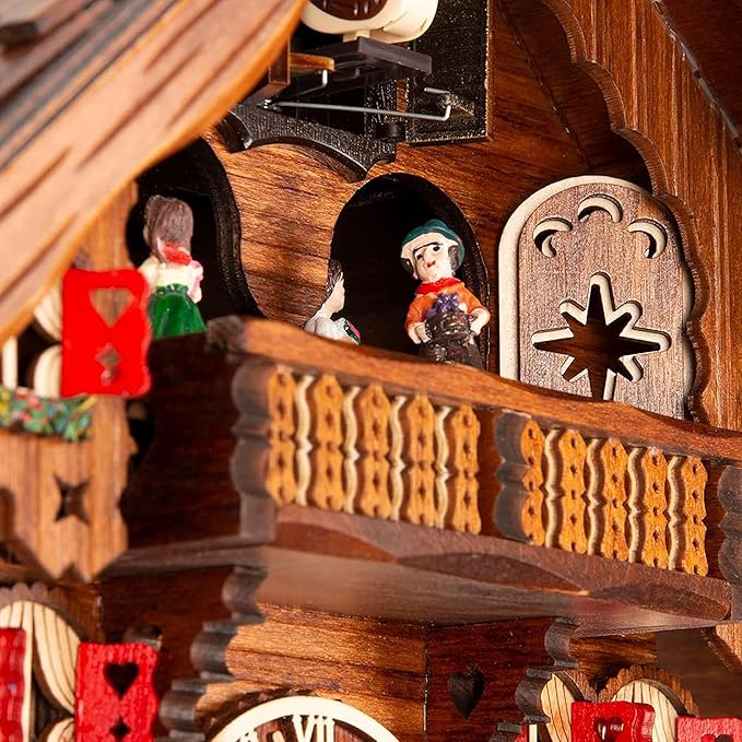 Cuckoo-Palace Large German Cuckoo Clock - The Seesaw Mill Chalet with Quartz Movement with Moving Seesaw - Black Forest Clock