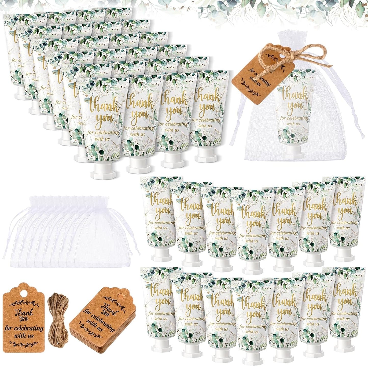 48 Sets Baby Shower Hand Cream Party Favors for Guests Gift Bulk Travel Size Hand Lotion Set for Baby Shower Wedding Christmas(Eucalyptus Leaves) - Glowelle