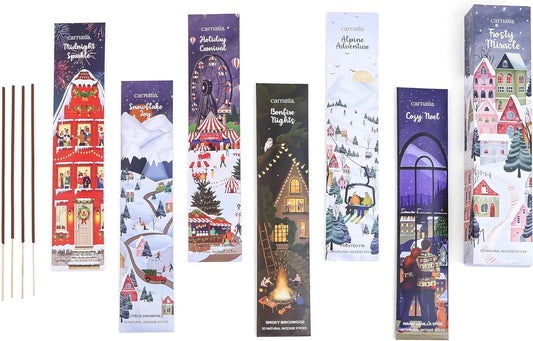 Carnatia Frosty Miracle Incense Collection – 6 Enchanting Scents | Snowy Adventures, Winter Vibes, and Cozy Aromas for Holiday Season! - Glowelle
