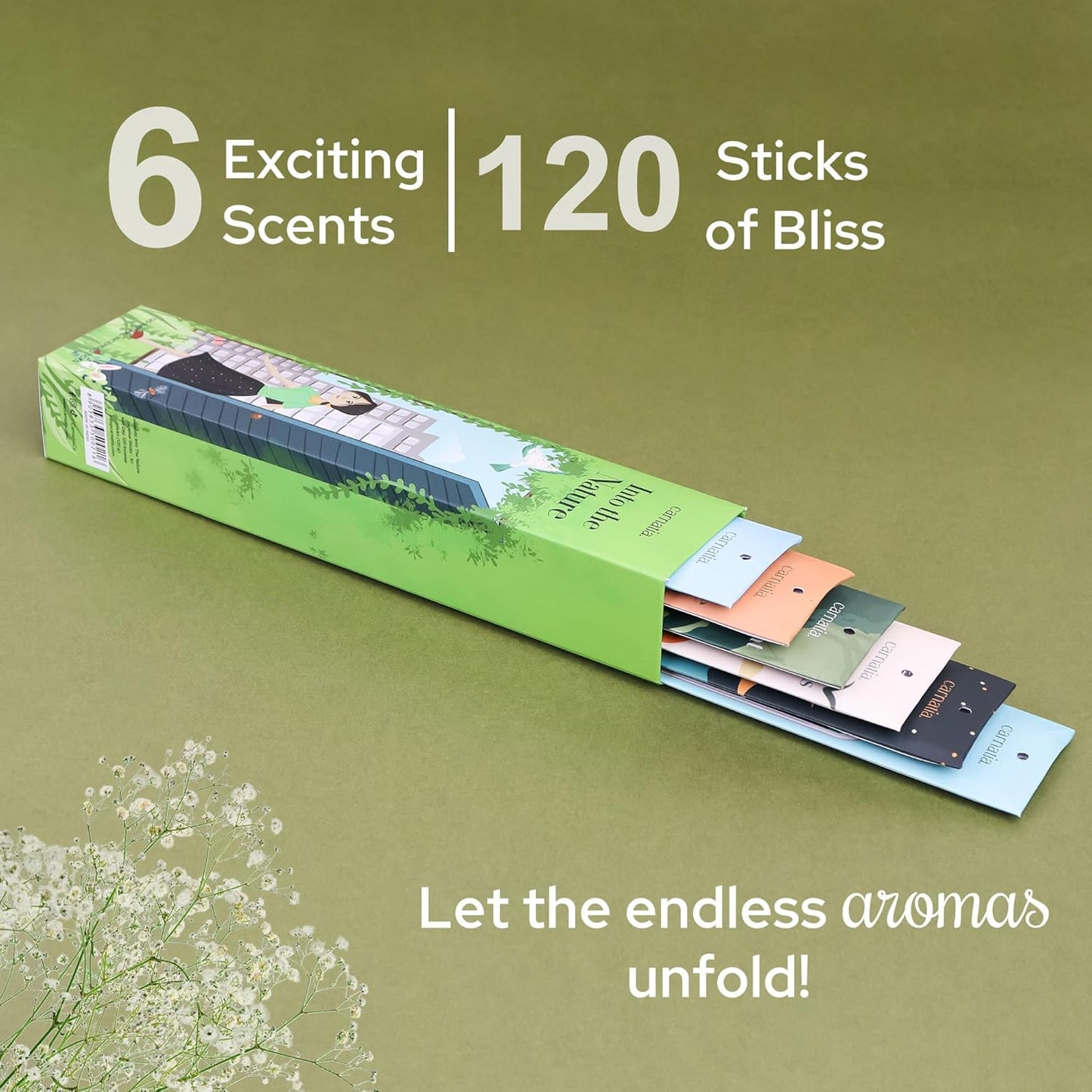 Carnatia Into The Nature Incense Sticks – Set of 6 Fresh, Earthy Scents for Stress Relief, Inner Peace & Clarity | Natural, Long-Lasting Aromas to Reconnect with The Earth Like Never Before! - Glowelle
