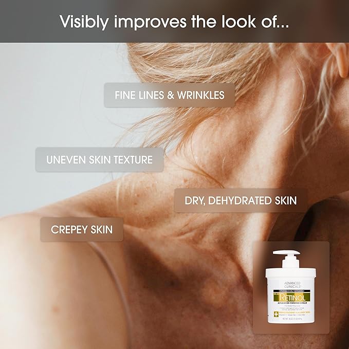 Advanced Clinicals Advanced Firming Retinol Body Lotion + Retinol Eye Cream Face Moisturizer With Peptides Anti Aging 2pc Skincare Set For Women & Men, Fragrance Free, 2pc Set