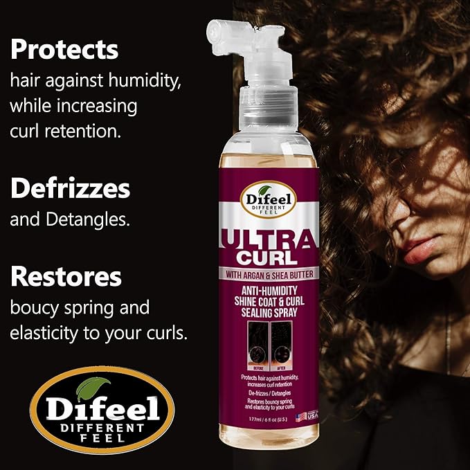 Difeel Ultra Curl Sealing Spray, 8 oz - Hair Treatment for Curly Hair, Anti-Frizz and Humidity-Proof