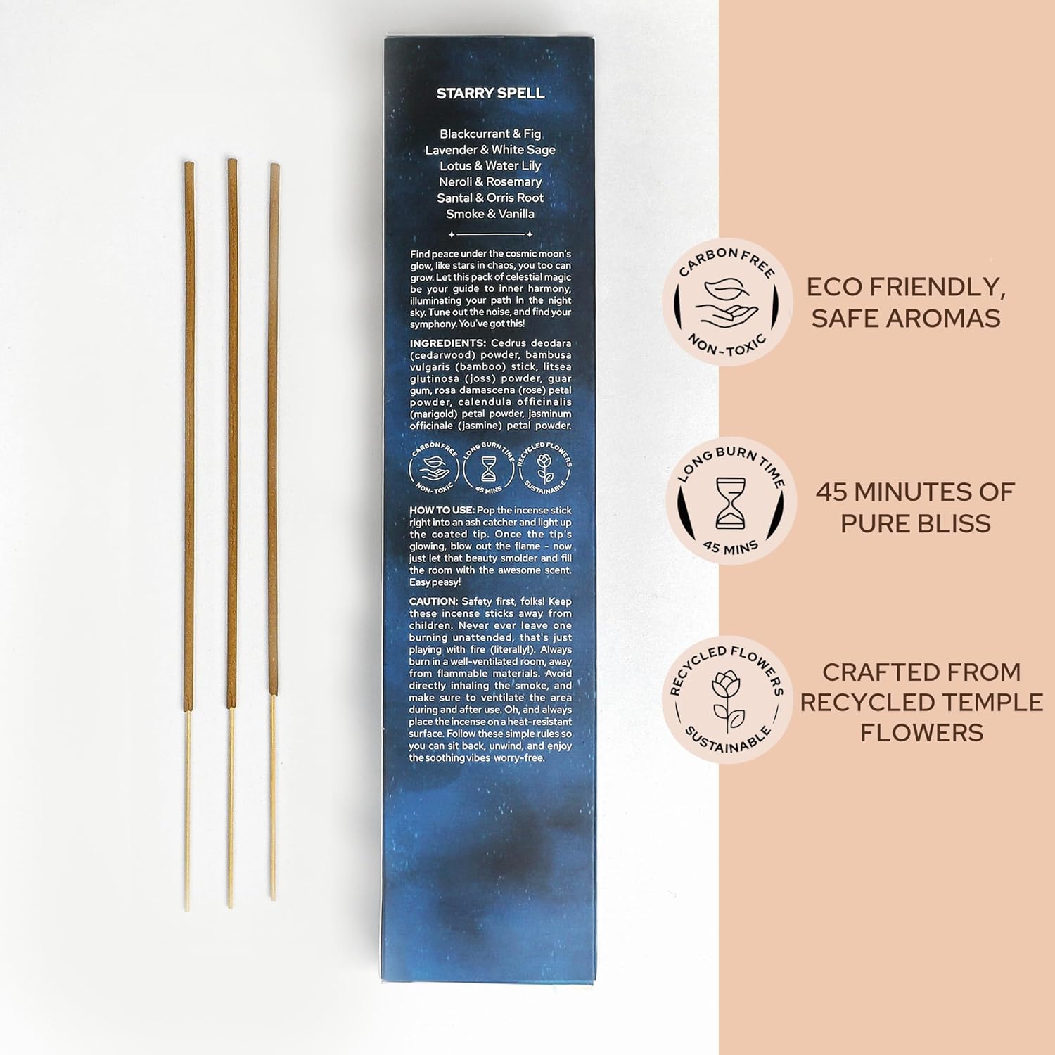Carnatia Starry Spell Incense Sticks – Set of 6 Mystical Scents, 120 Premium Sticks for Creativity, Focus, Manifestation & Meditation | Natural, Slow-Burning for Spiritual Rituals & Self-Care! - Glowelle