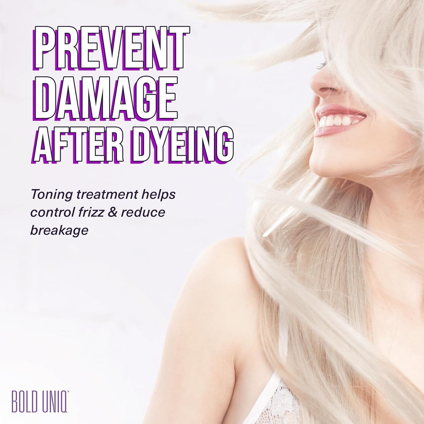 Bold Uniq Purple Hair Mask - Toner For Blonde, Platinum, Bleached, Silver, Gray, Ash & Brassy Hair - Remove Yellow Tones & Condition Dry, Damaged Hair - Cruelty Free & Vegan - 6.76oz