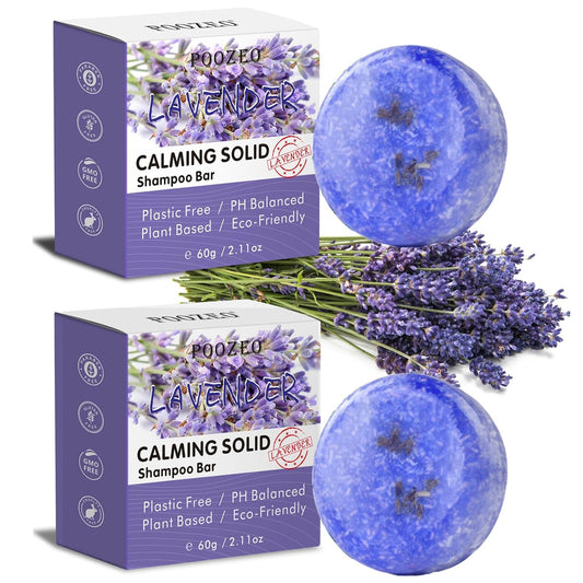2 Pack Lavender Shampoo Bar,Solid Hair Bar And Conditioner Effect Hair Soap,Organic Shampoo Bars For Hair With All Natural Plant Based Essential Oils,Stocking Stuffers,Gifts for Women - Glowelle