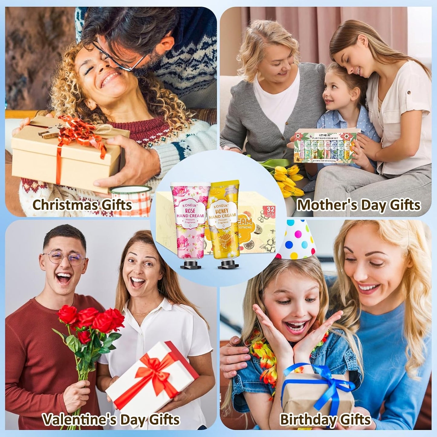 32 Pack Hand Cream Gift for Women, Bulk Hand Lotion Travel Size for Dry Cracked Hands, Mini Moisturizing Hand Cream for Mom Gifts, Teacher Gifts, Thank You Gifts and Bridal Shower Favors - Glowelle