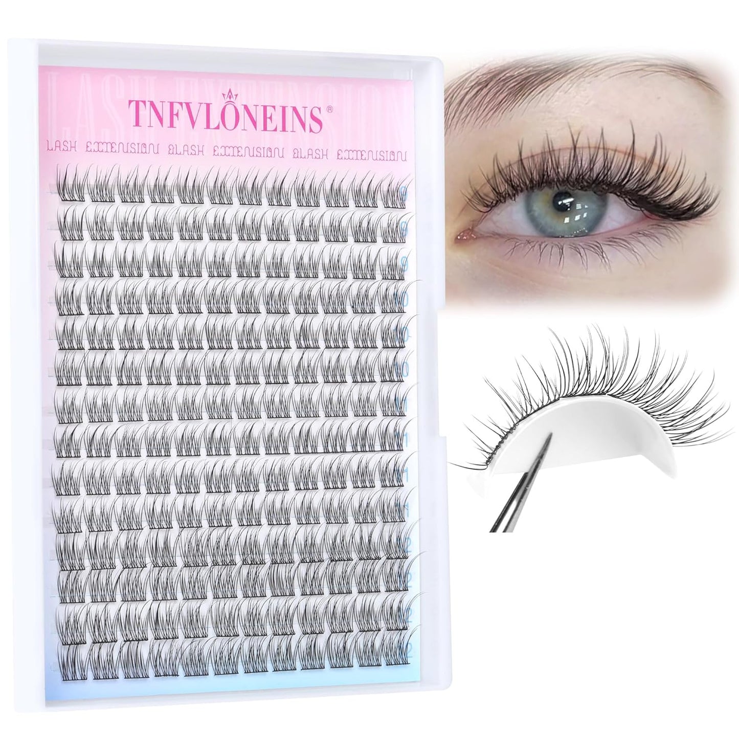 Natural Lash Clusters Wispy Eyelash Extension 168Pcs Cluster Lashes Extensions Natural Individual Lashes 9-12mm Eyelash Clusters DIY Korean False Eyelashes by TNFVLONEINS - Glowelle