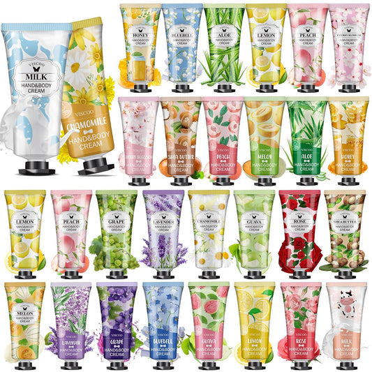 28 Pack Hand Cream Gifts Set for Women, Bulk Hand Lotion for Birthday Gifts for Women, Bridesmaid Gifts, Thank You Gifts, Party Favors, Mini Moisturizing Hand Lotion Travel Size for Dry Cracked Hands - Glowelle