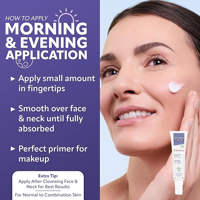 JONZAC Eau Thermale Sublimactive Organic Anti-Aging Smoothing Light Cream for Women - Firms and Smooths Skin - Light Texture - Natural Skin Care - Safe for Sensitive Skin - 1.35 fl oz