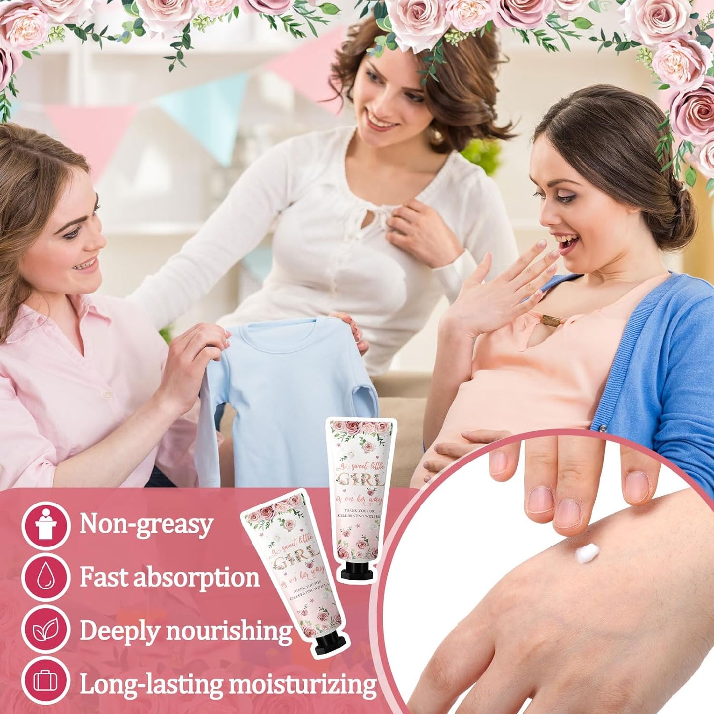 48 Sets Baby Shower Hand Cream Party Favors for Guests Gift Bulk Travel Size Hand Lotion Set for Baby Shower Wedding Christmas(Girl) - Glowelle