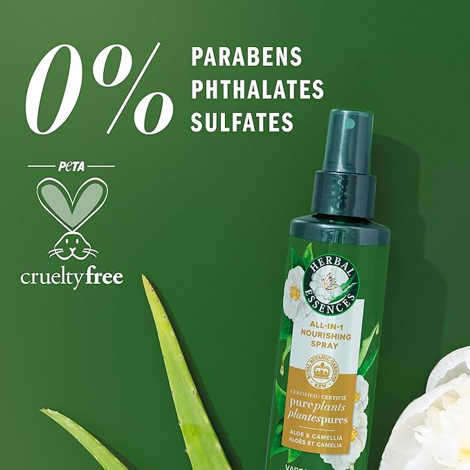 Herbal Essences All-in-1 Nourishing Spray, Certified Pure Plants, with Aloe and Camellia Flower Oil, 6 fl oz