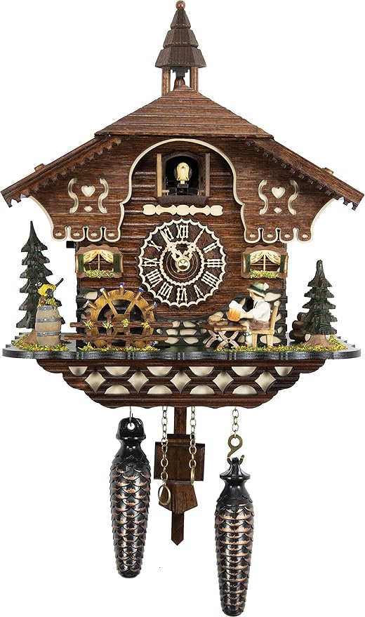 Cuckoo-Palace German Cuckoo Clock - The Brotzeit House - with Quartz Movement - 10.3 inches high - Black Forest Clock