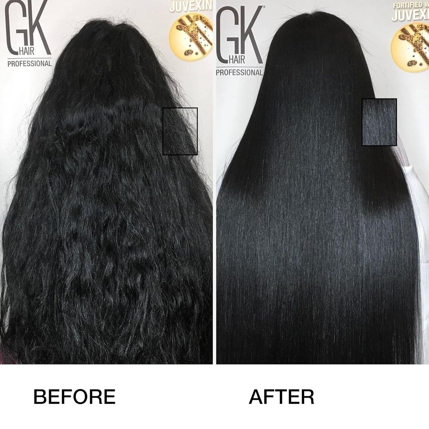 GK HAIR Global Keratin The Best (33.8 Fl Oz/1000ml) Smoothing Keratin Hair Treatment - Professional Brazilian Complex Blowout Straightening For Silky Smooth & Frizz Free Hair - Glowelle