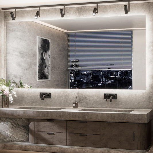 TETOTE 84 x 40 Inch LED Backlit Bathroom Mirror with Lights,Anti-Fog Lighted Mirror,Dimmable,Vanity Mirror,Wall Mounted