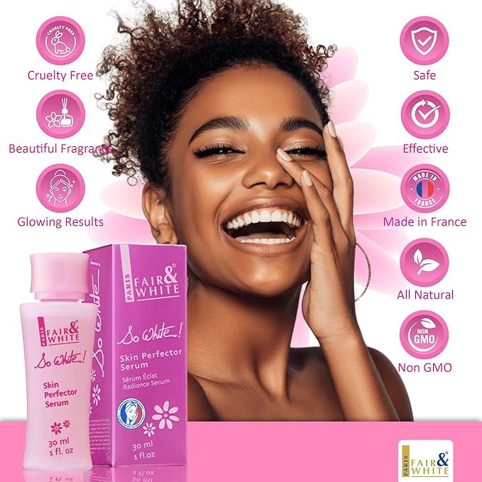 FAIR & WHITE So White Skin Brightening Serum 30ml - For Face, Elbows Knees, Feet - with Kojic Acid and Castor Oil