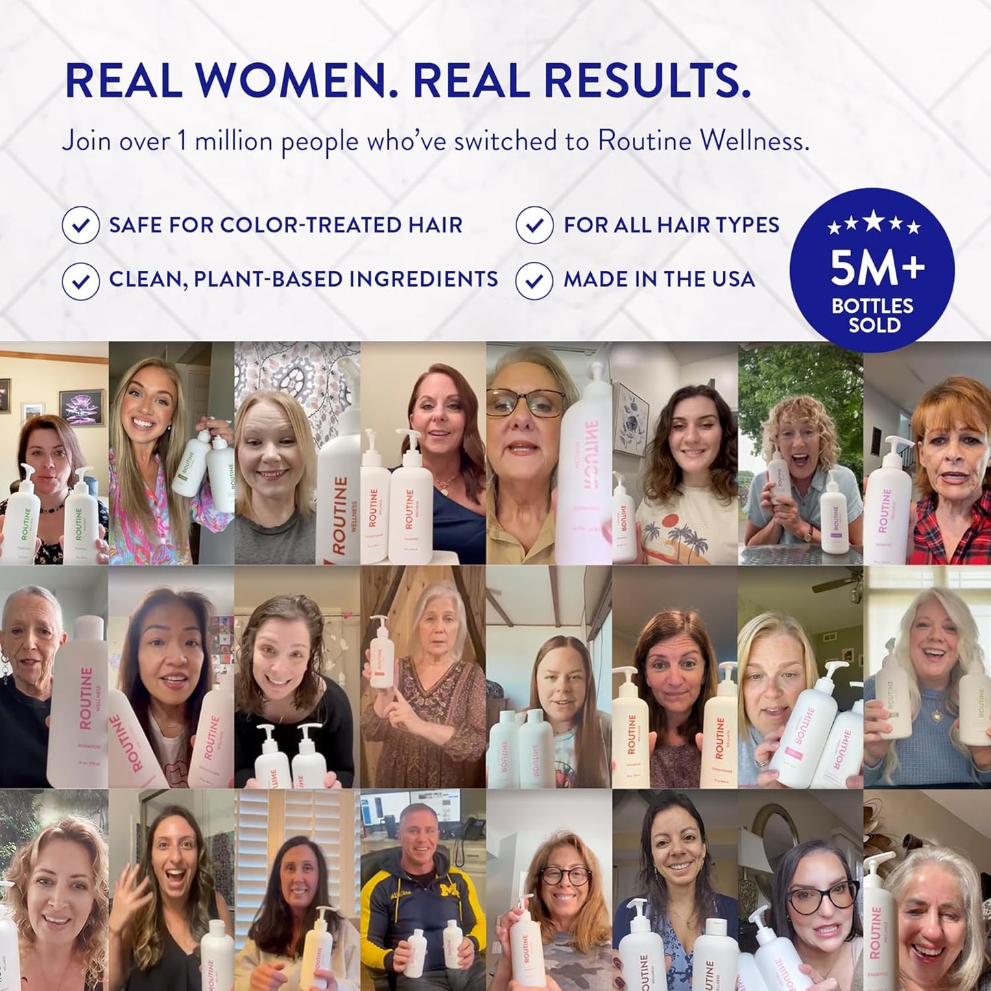 Routine Wellness Anti-Thinning Shampoo and Conditioner Set for Thinning Hair - Biotin DHT Blocker Women & Men - Color Safe Shampoo for Hair Loss & Healthier Hair - Unscented (Pack of 2) - Glowelle