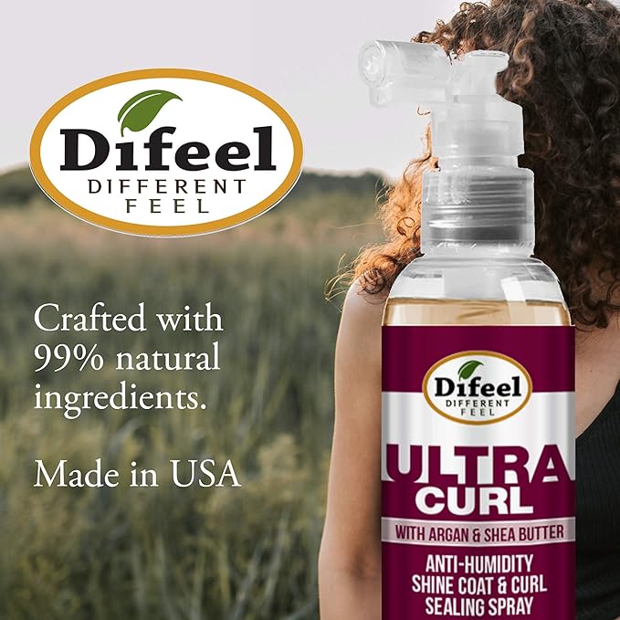 Difeel Ultra Curl Sealing Spray, 8 oz - Hair Treatment for Curly Hair, Anti-Frizz and Humidity-Proof