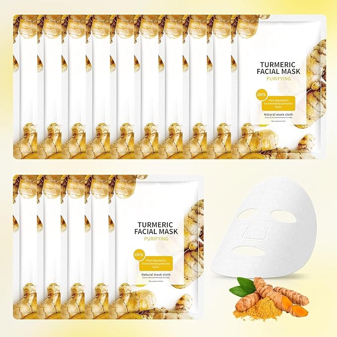 Facial Masks Skincare for Women, Turmeric Hydrating Face Sheet Masks,Moisturizing Face Mask Suitable for All the Skin,Dry Skin,Face Spa Mask 15 Sheets