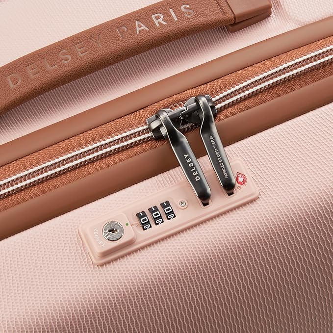 DELSEY PARIS Chatelet Air 2.0 Hardside Luggage Trunk with Spinner Wheels, Blush Pink, Checked-26 Inch Trunk