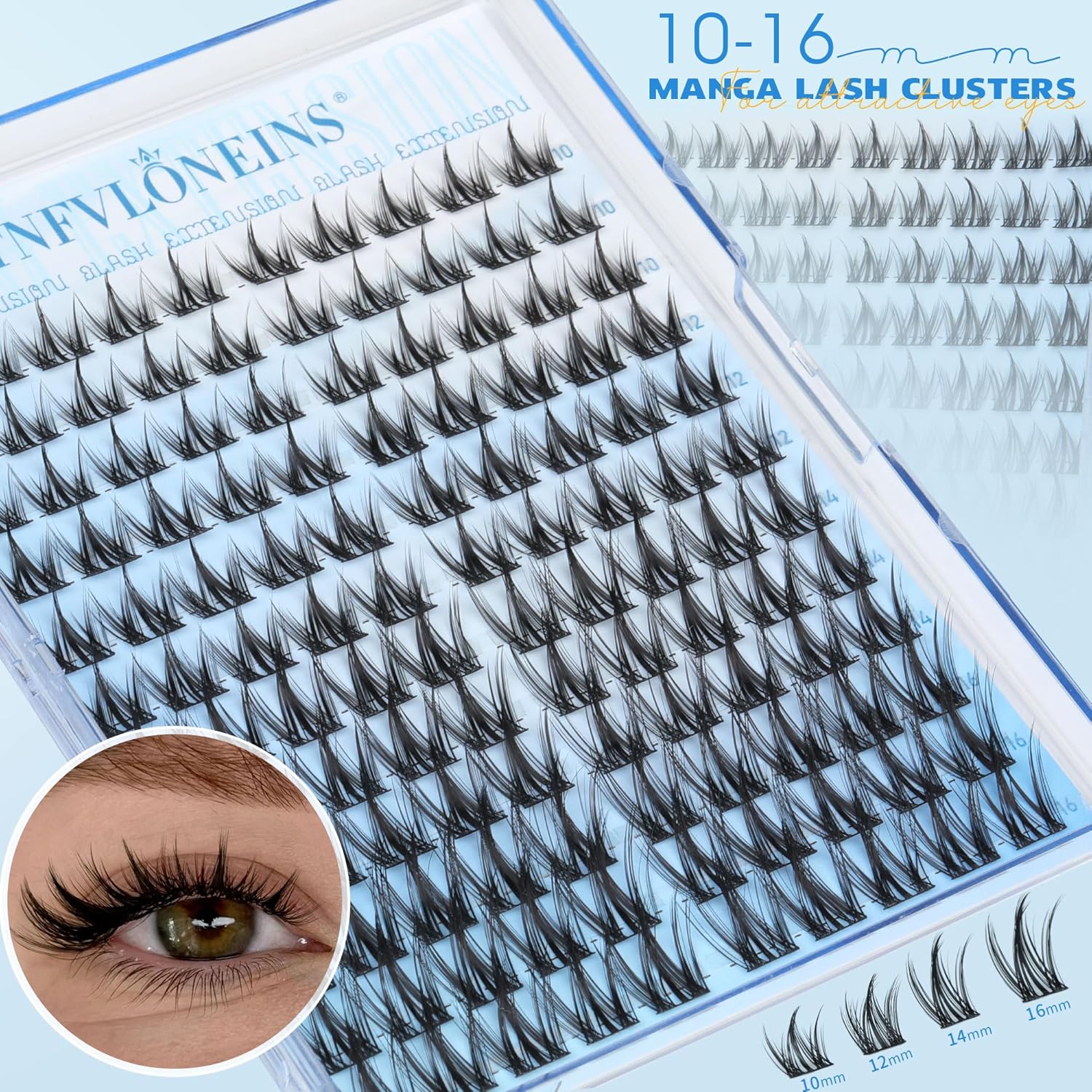 TNFVLONEINS Manga Lash Clusters Wispy Cluster Eyelash Extensions Natural Eyelash Clusters with Spikes Individual Lashes Clusters Fairy Lash Extension Anime Eye Lash Cluster Lashes - Glowelle