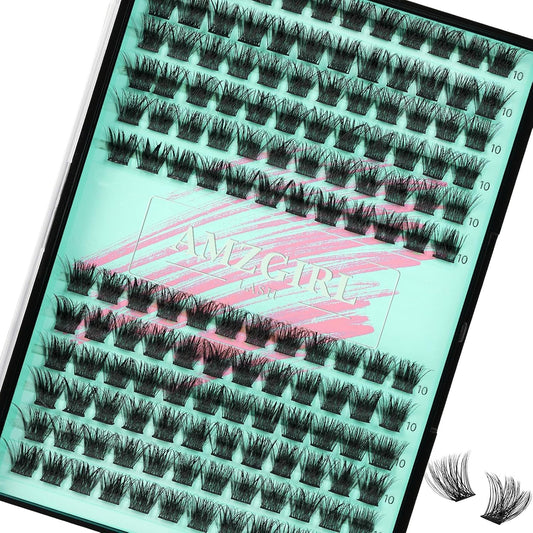 Wispy Lash Clusters Eyelash Extensions 144pcs Individual Lashes Cluster 10mm D Curl Fake Eyelash with Thin Band DIY Cluster Lashes At Home For Beginners (D-10mm) - Glowelle