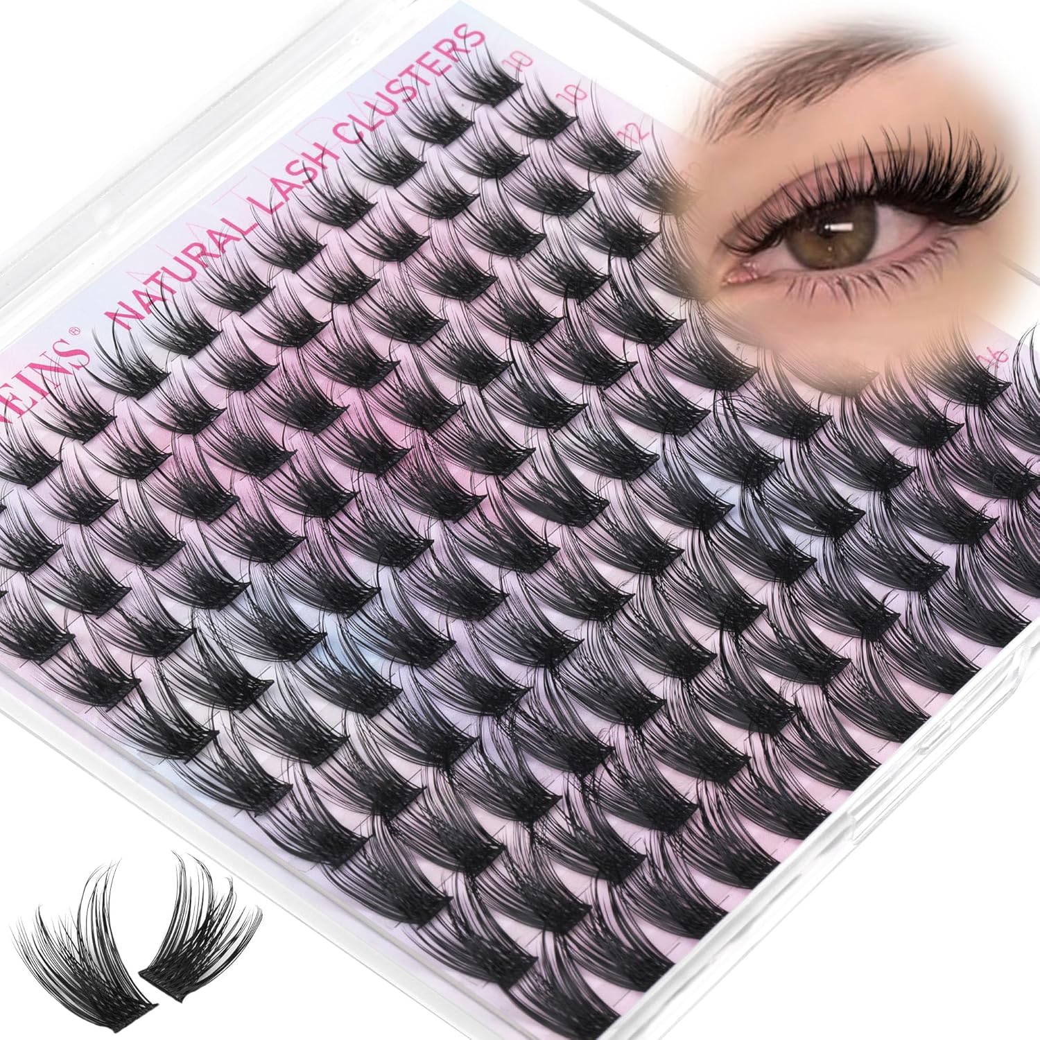 TNFVLONEINS Eyelash Clusters Wispy Cluster Eyelash Extensions Natural Lash Clusters C Curl Individual Lashes Fluffy Eye Lash Clusters Soft Lash Extension Fake Eyelashes - Glowelle