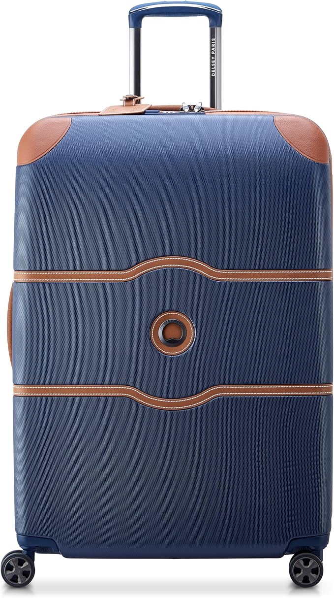 DELSEY PARIS Chatelet Air 2.0 Hardside Luggage with Spinner Wheels, Navy Blue, Checked-Large 28 Inch