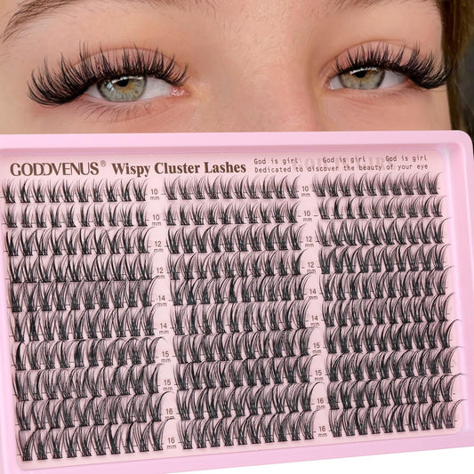 Eyelash Extensions Wispy Natural DIY C Curl Individual Lashes Clusters Black 10-16mm 300pcs - Glowelle