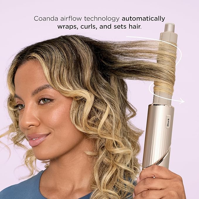 Shark FlexStyle Air Styling & Drying System, Powerful Hair Blow Dryer & Multi-Styler with Auto-Wrap Curlers, Curl-Defining Diffuser, Oval Brush, & Concentrator Attachment, Stone, HD435