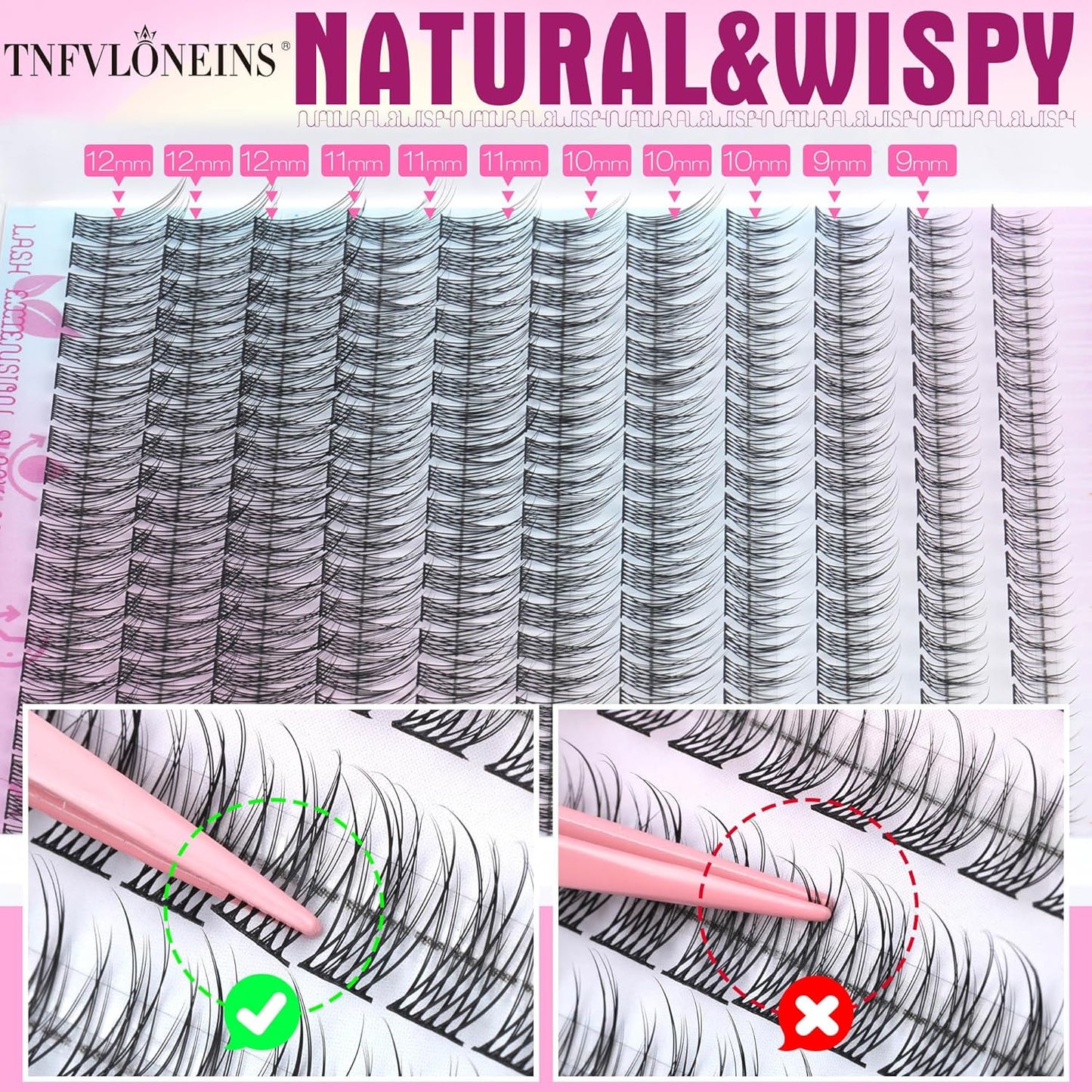 TNFVLONEINS Wispy Lash Clusters Kit 220Pcs Eyelash Extension Kit Natural Lash Extension Kit CC Volume Eyelash Clusters Short Individual Lashes Clusters 3D Eyelash Clusters Kit with Remover - Glowelle