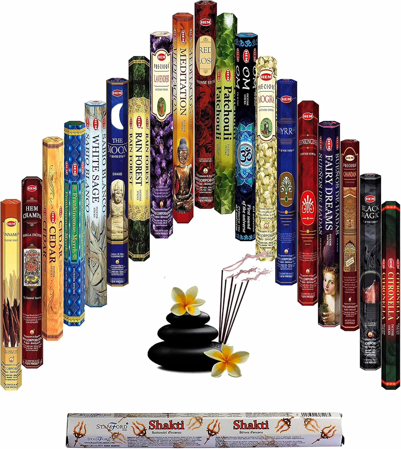 Hem Incense Sticks Variety Pack - 15 Fragrances (300 Sticks Total) - Sandalwood, Lavender, White sage & More - Long-Lasting Aromatherapy for Meditation, Yoga, Relaxation - Glowelle