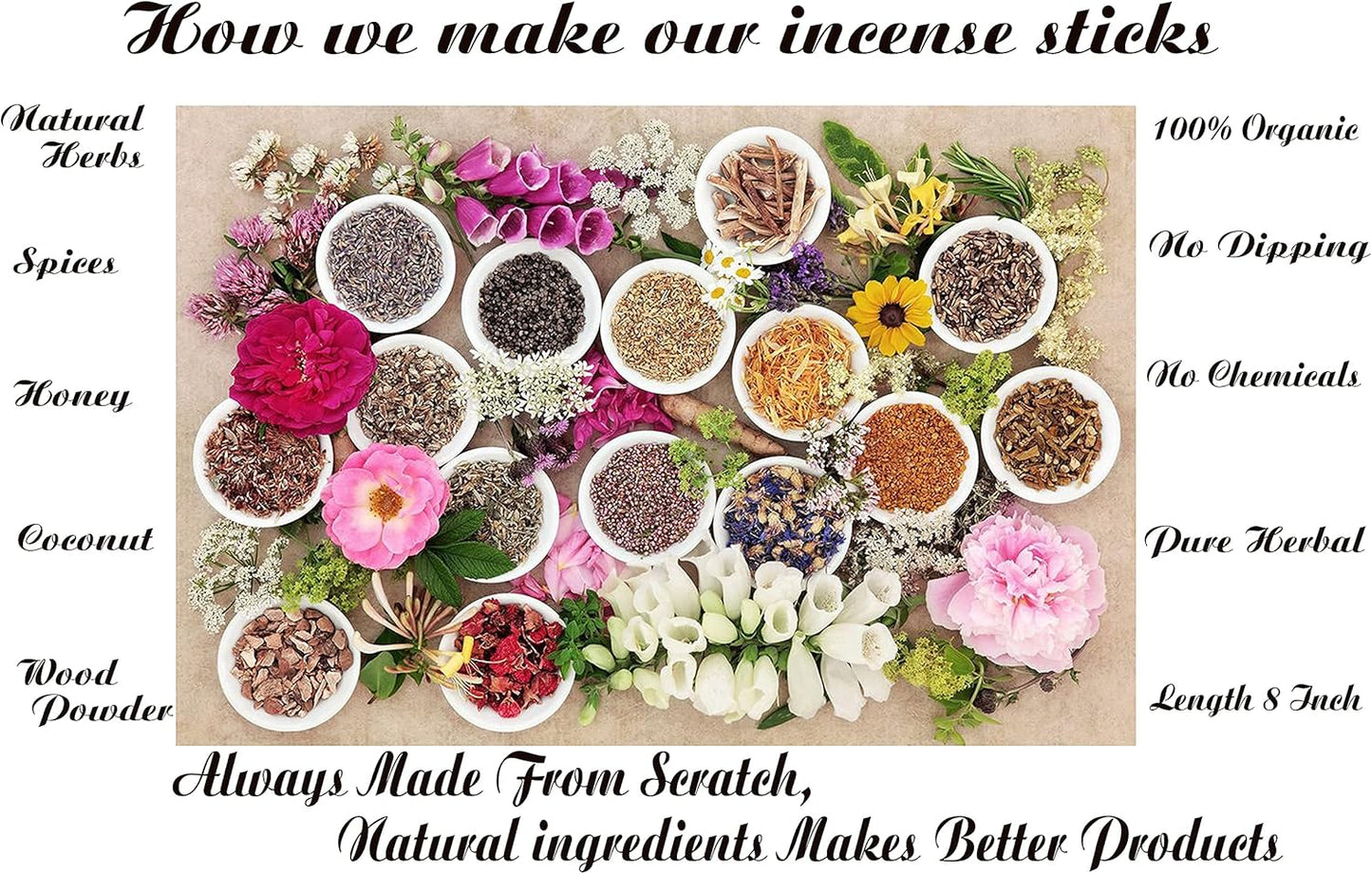 Raajsee Incense Sticks Natural Patchouli 15 Sticks x 5 Pack -100% Pure Organic Hand Rolled Free from Chemicals -Perfect for Church Aromatherapy, Stress Relief, Meditation - Glowelle