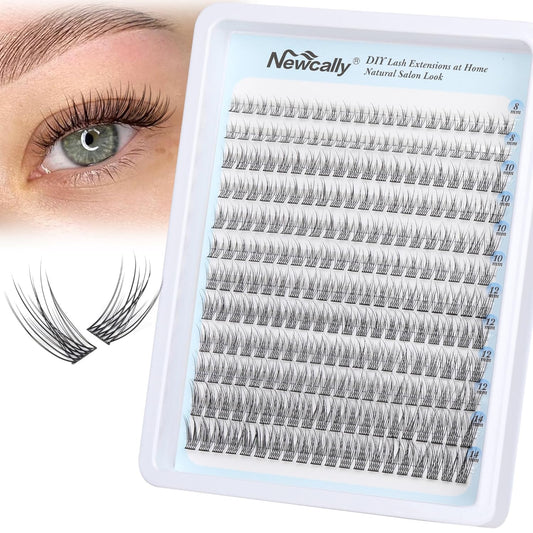 Natural Lash Clusters DIY Lash Extension Wispy Eyelash Clusters C-curly Cluster Eyelash Extension 10-14MM Individual Lashes Eyelash Extension Faux Mink Lash Clusters by Newcally - Glowelle