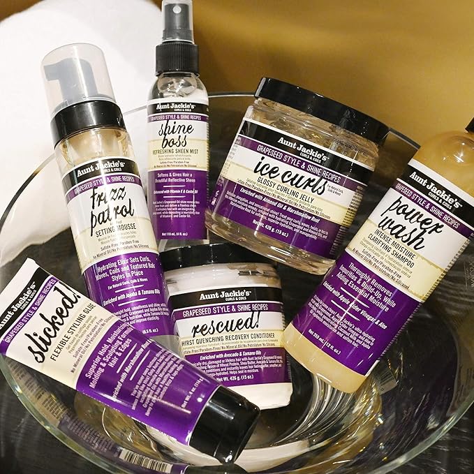 Aunt Jackie's Grapeseed Style and Shine Recipes Power Wash Intense Moisture Clarifying Hair Shampoo, 12oz.