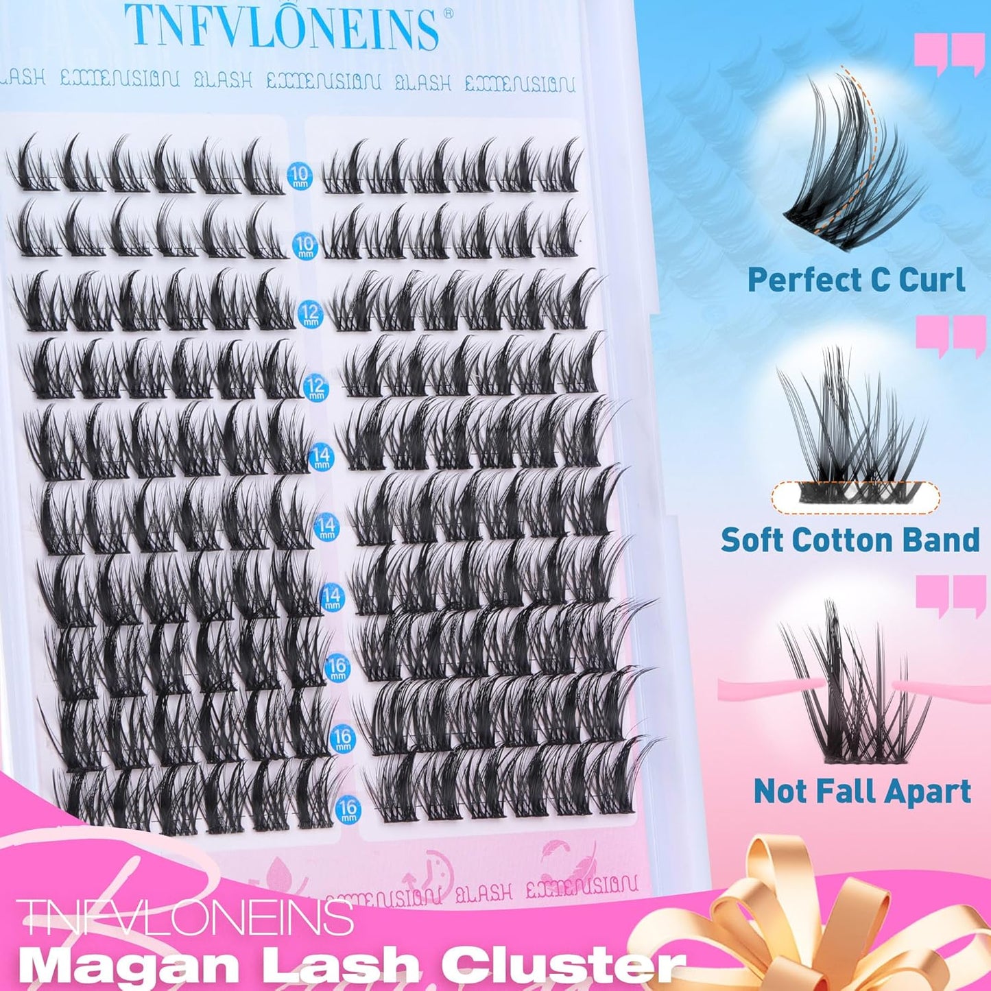 Manga Lash Clusters Kit Natural Lash Extension Kit Wispy Eyelash Extension Kit Soft Eyelash Clusters Anime Individual Lashes Kit Cluster Eyelash Extensions with Bond and Seal and Tweezers TNFVLONEINS - Glowelle
