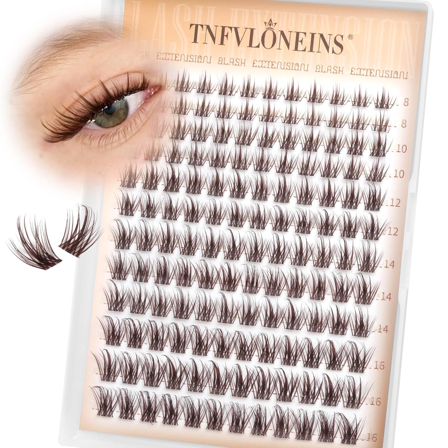 TNFVLONEINS Brown Lash Clusters Fairy Cluster Eyelash Extensions Natural Eyelash Clusters Wispy Individual Lashes Clusters Spiky Lash Extension Dark Brown Cluster Lashes DIY C-Curly Eyelash Extension - Glowelle