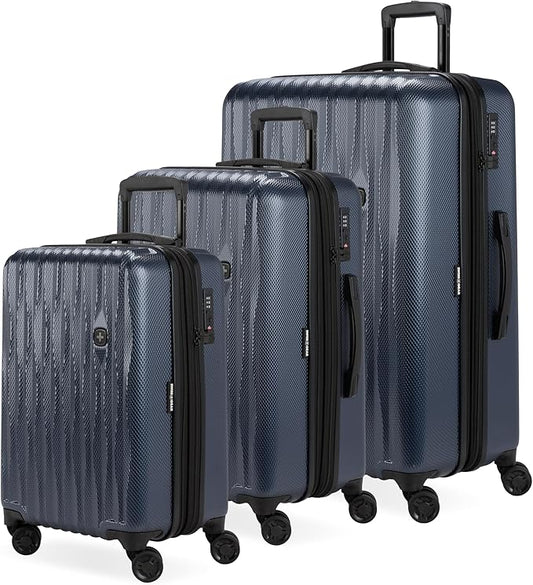 SwissGear 7272 Energie Hardside Expandable Luggage with Spinner Wheels, Navy, 3-Piece Set (19/24/27)