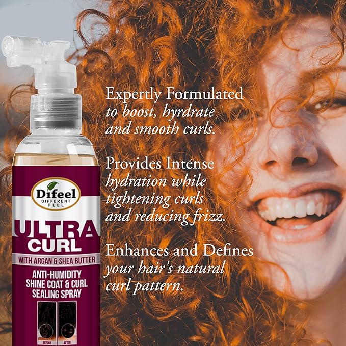 Difeel Ultra Curl Sealing Spray, 8 oz - Hair Treatment for Curly Hair, Anti-Frizz and Humidity-Proof
